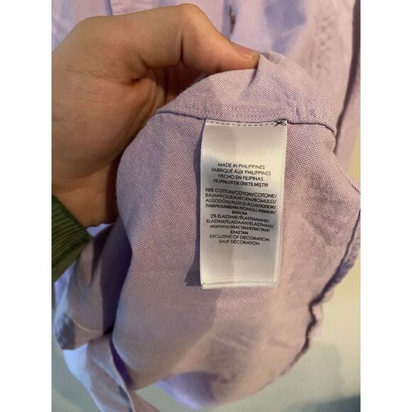 Ralph Lauren Mens Large Slim Stretch Oxford Long Sleeve Button Down Shirt Purple - Picture 5 of 8